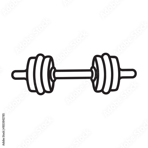 Dumbbell gym outline icon training strong healthy design.