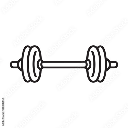 Dumbbell gym outline icon training strong healthy design.