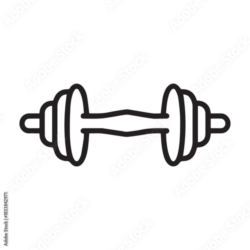 Dumbbell gym outline icon training strong healthy design.