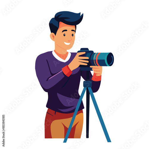 Photographer Holding a Camera Illustration
