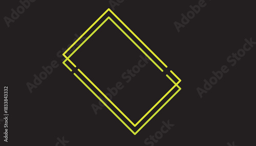 Modern yellow double-frame design with clean geometric lines. Minimal abstract border illustration featuring sharp angles and a stylish contemporary look.
