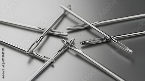 Sewing Needle with Thread on a Fabric Canvas