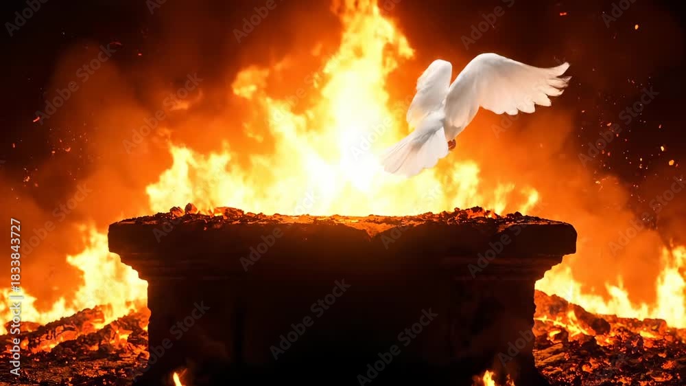 Pyre Fire Ritual Stockvideon Burning funeral pyre consumes wooden coffin. Massive flame ...