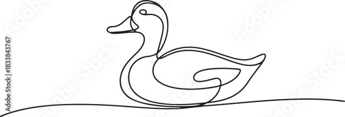 Continuous single one line art drawing, Duck single continuous one line out line vector, Duck continuous one line drawing outline vector. one line Icon drawing