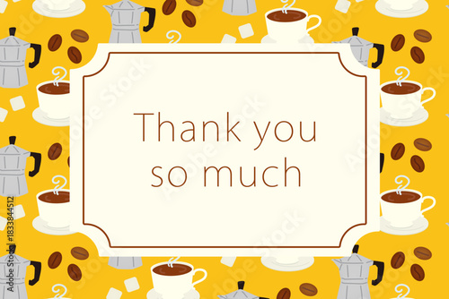 Thank you so much |ポストカード・横向き/コーヒーのイラスト
