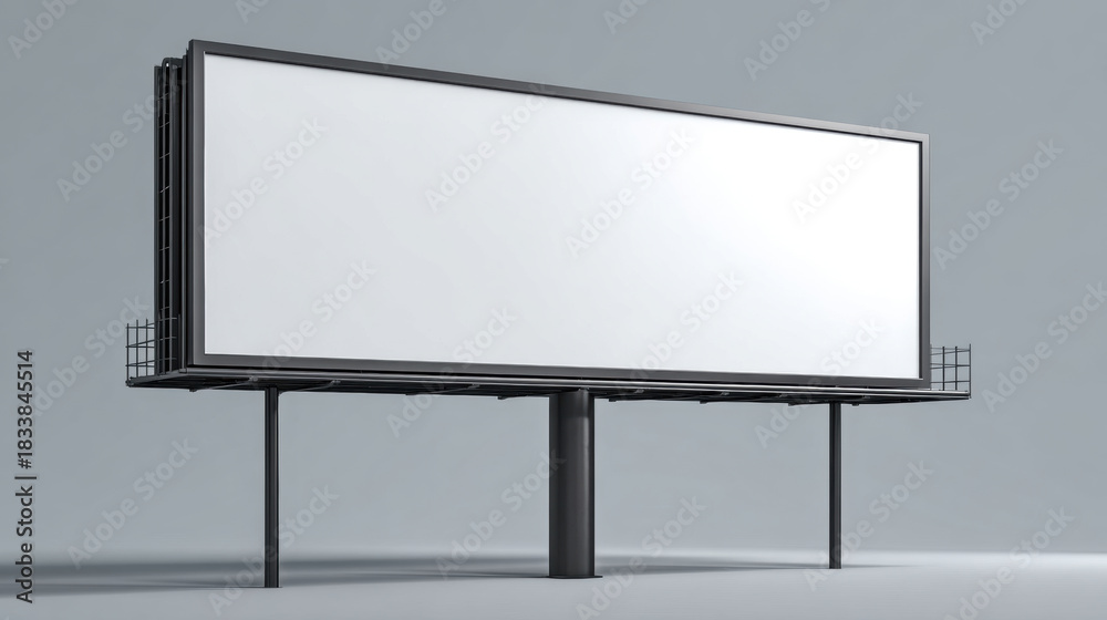 Obraz premium Blank billboard against a clear blue sky for advertising and marketing. outdoor advertising space is perfect for showcasing a new product or service to a wide audience.