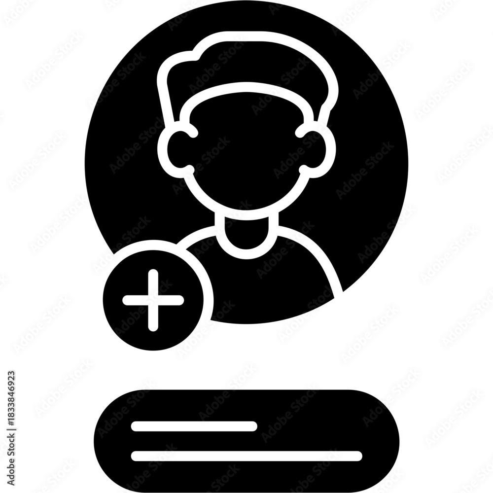 Obraz premium Glyph Solid Follow Profile Icon