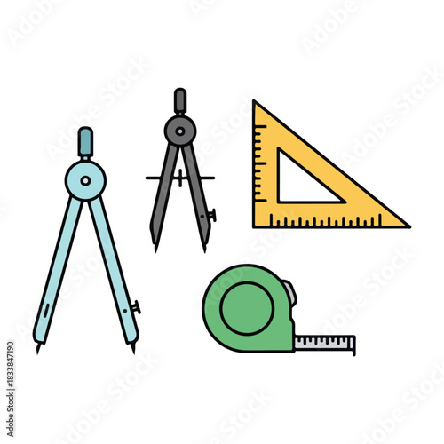 Geometry Tools Set – Math Education Vector Illustration