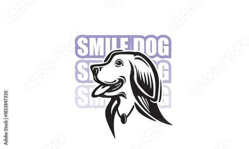 funny smile cute dog logo, silhouette of best friend dog vector illustrations