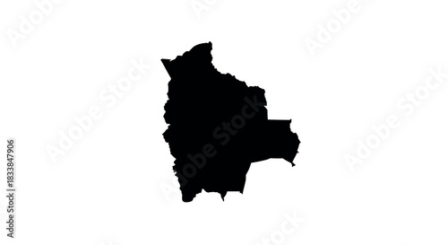 Detailed silhouette of bolivia outline map in black on white background