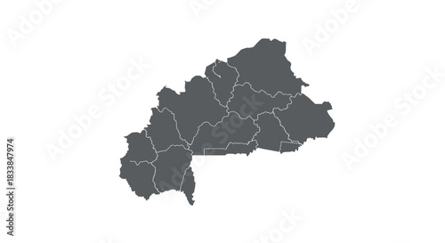 Uganda map with regions in simple flat design on white background