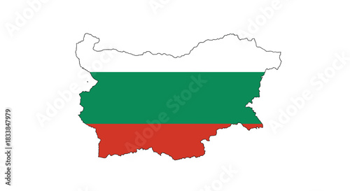 Bulgaria map outline with flag colors on white background