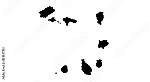 Silhouette map of the lesser antilles islands with minimal detail