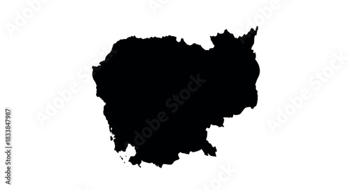 Silhouette map of cambodia on white background