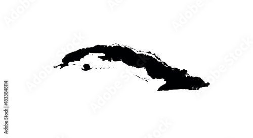 Cuba map silhouette on white background - detailed black outline design