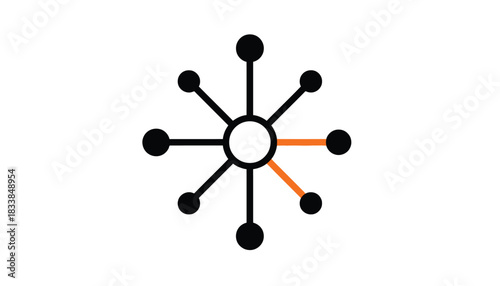 Black and Orange Network Connection Diagram on White Background