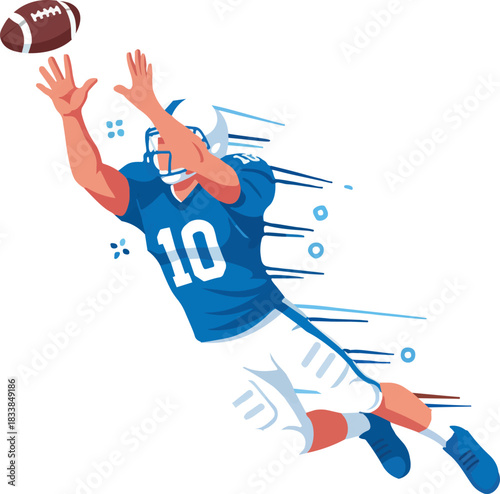 Football Player Catching a Ball in Action 