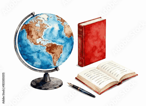 Learning View World of Knowledge isolated watercolor vector illustration svg