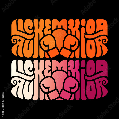 Leukemia Warrior Boxing Gloves Retro Typography Gradient
