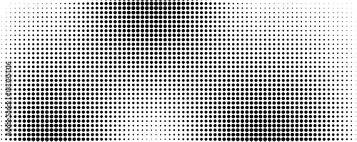 Grunge halftone gradient background. Faded grit noise texture. White and black sand wallpaper. Retro pixelated backdrop. Anime or manga style comic overlay. Vector graphic design textured template