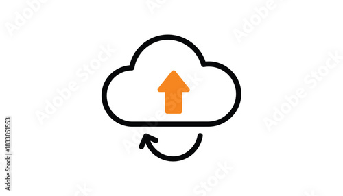 Cloud upload icon simple flat illustration design element for cloud storage and data transfer applications isolated on white background