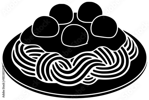 italian illustration spaghetti silhouette pasta logo food icon meal outline cuisine lunch restaurant cooking dinner tasty gourmet noodle white shape adults vector graphic background