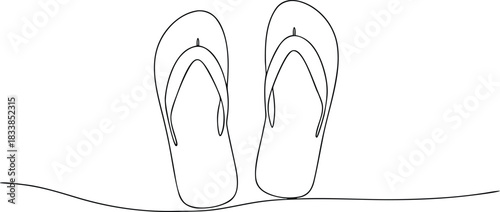 Black Outline Flip Flops on White Background sandals