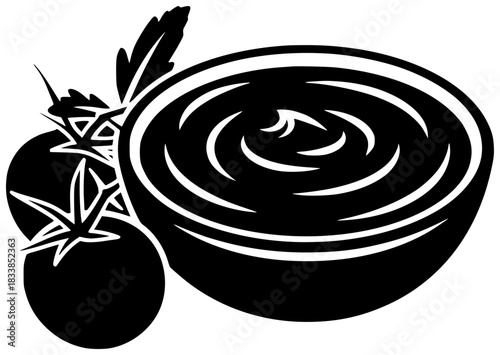 tomato illustration food silhouette sauce logo red icon cuisine outline ketchup homemade fresh meal vegetable dinner cooking delicious traditional shape lunch vector graphic background