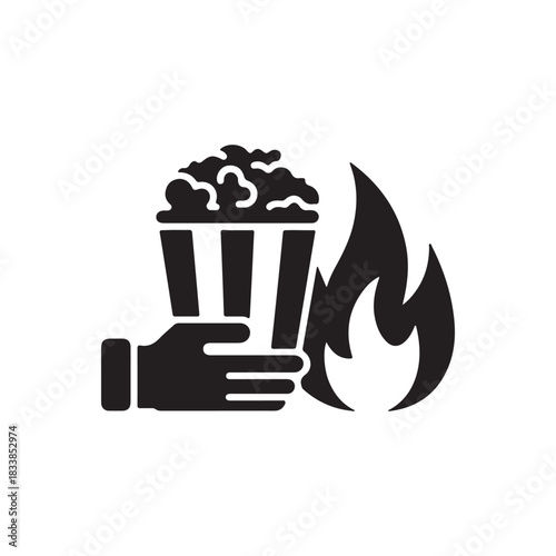 Popcorn Delight Enjoying a Hot Treat with a Touch of Fire - Perfect for Movie Nights