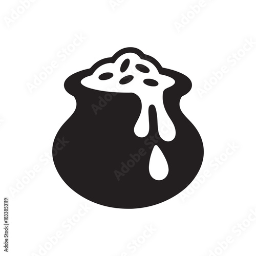 Vector icon of an overflowing pot, symbolizing abundance, prosperity, and financial success. This graphic design represents wealth, growth, and good fortune, ideal for business and economic themes