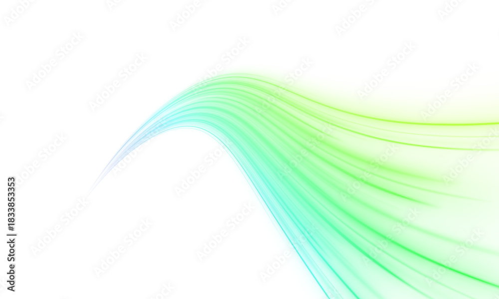 Naklejka premium Electric green streaks flow across a dark cityscape, creating a futuristic motion effect. Glowing edges enhance depth. Ideal for cyberpunk designs. PNG