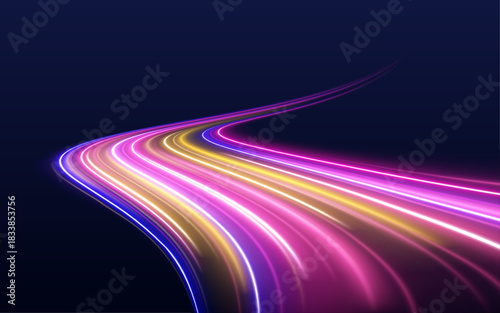Shiny speed lines streak diagonally across a dark gradient. Motion and velocity are visually emphasized. Great for tech or racing visuals.