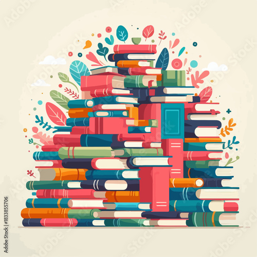 vector illustration of a stack of books