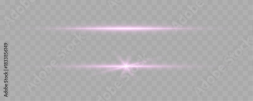 Bright rose neon streak glows with soft flare diffusion and subtle pearly highlights. Smooth luminous edges enhance gentle radiance. Pink neon beam vector.