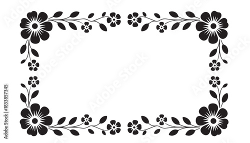 Black floral border frame design