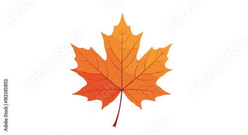 A vibrant orange and red Canadian maple leaf illustration representing the autumn season isolated on a white background.