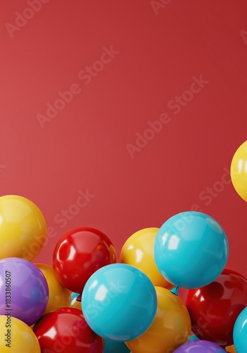 Vibrant assortment of colorful party balloons floating, creating a seamless, festive background for celebrations, holidays, or promotions ,yellow ,balloon ,promotion