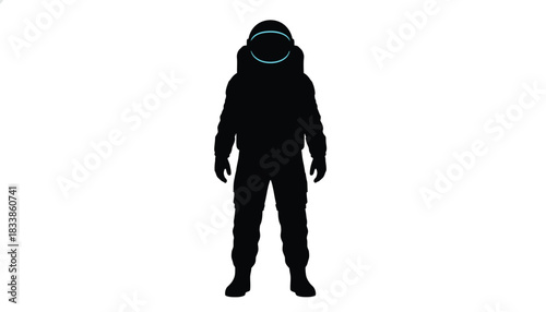 Silhouette of an astronaut in a spacesuit simple illustration isolated on a white background for graphic design and space exploration concepts