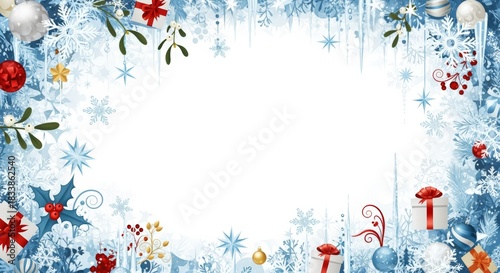 Winter wonderland holiday frame festive season graphic design cheerful environment decorative viewpoint celebration concept for seasonal greetings and invitations