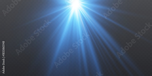 Glowing sunburst effect with soft transparent rays.