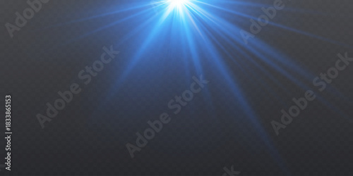 Glowing sunburst effect with soft transparent rays.