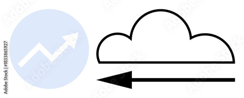 Data analysis concept. Data analysis illustrated through statistical growth arrow and digital cloud showing trends. Data analysis fundamental for business, finance, technology, and innovation