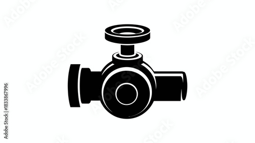  Industrial Pipe Valve Silhouette Icon for Plumbing and Gas Systems