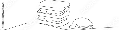 Stacked sandwiches and single sandwich outline food