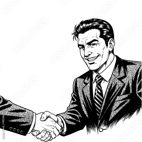 Agreement in the Making: A distinguished professional seals a deal with a firm handshake, a symbol of trust, agreement, and shared commitment.