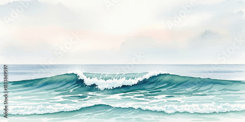 Watercolor ocean wave illustration a serene seascape with a gentle wave perfect for backgrounds and artistic projects