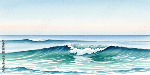 Watercolor painting of ocean waves a serene seascape illustration perfect for backgrounds and coastal themes