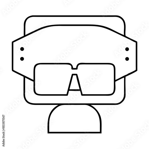 Stylized outline of a person wearing vr headset and glasses on transparent background