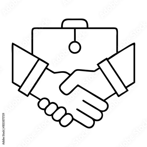 Handshake with briefcase representing business deal icon on transparent background