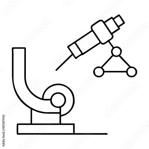 Illustration of a microscope and a telescope outline style on transparent background